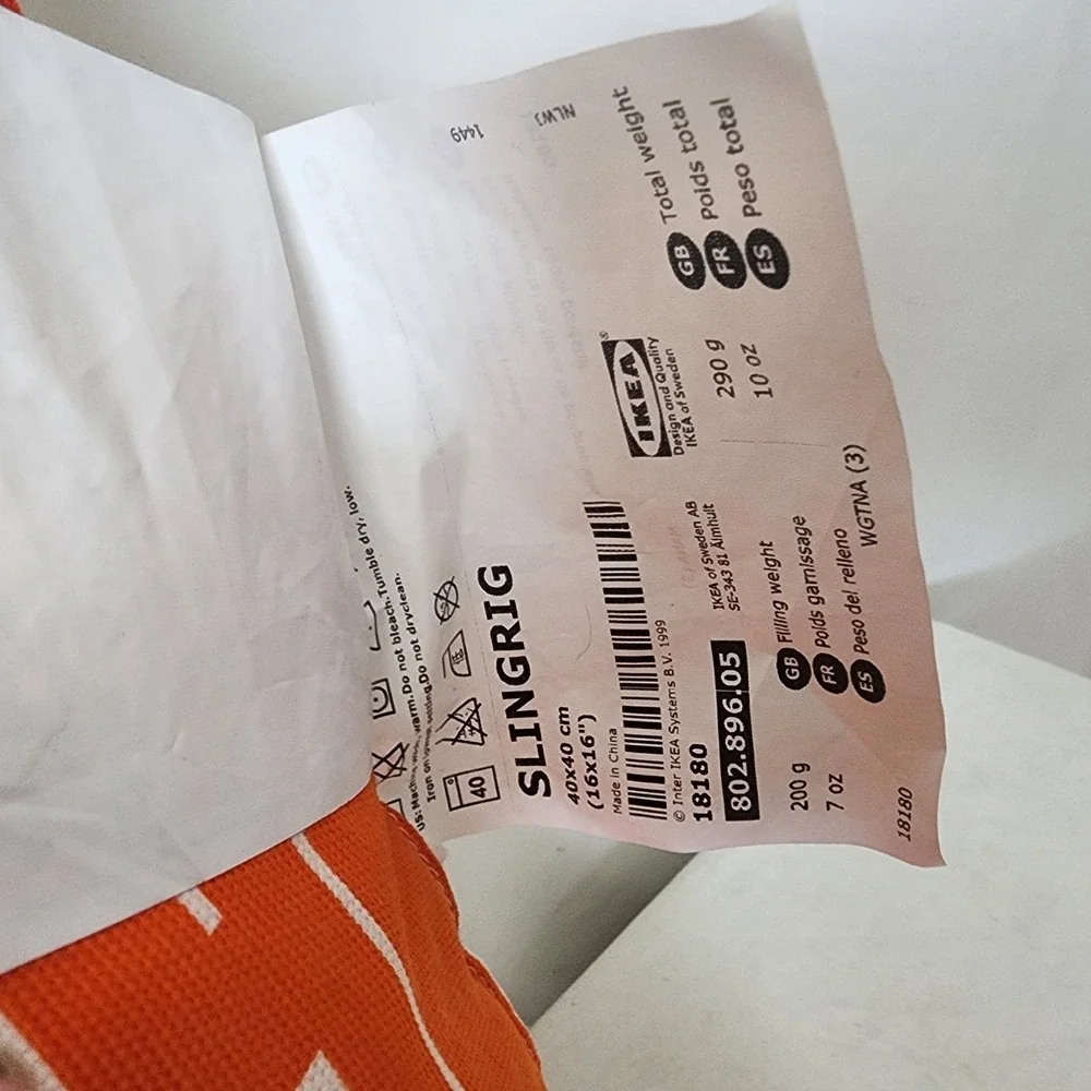 Ikea Slingrig Orange White Kids Video Game Throw Pillow 14